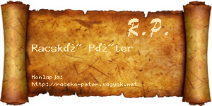 Racskó Péter névjegykártya