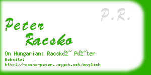 peter racsko business card